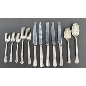 VTG WM Rogers silver plate Overlay 'treasure' Flatware 11 Spoon & Forks Knifes